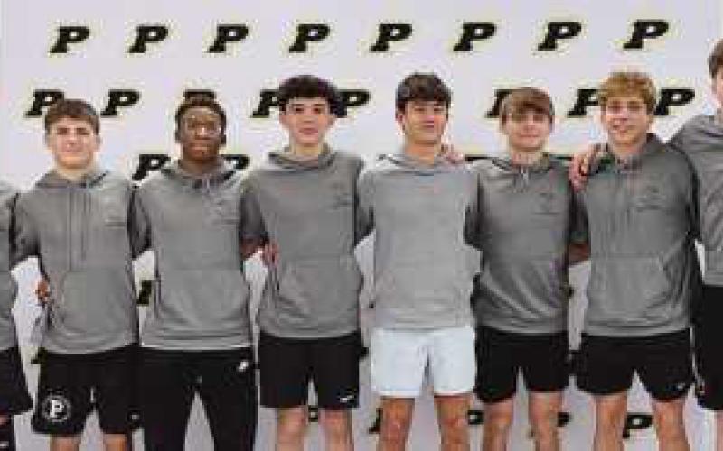 From left: Board President Susan Rowland Miller, Connor Bagdonas, Ayden Dodd, Grey Burnett, Alex Denkins, Urijah Lopez, Kaden Soto, Marcus Blaze, Brody Bauman, Josh Takats, Ben Sawaya and Assistant Coach Mark Evans. Not pictured: Cole Evans, Joe Foels and Eric Bush.