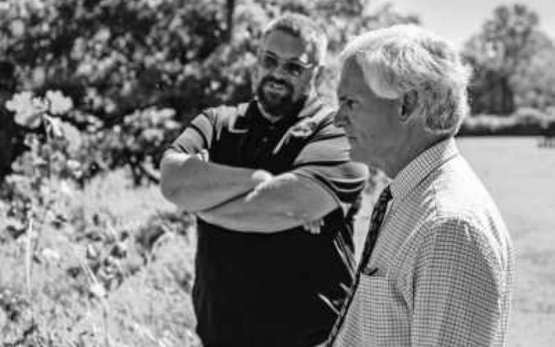 U.S. Congressman Bob Latta discusses water quality improvements with Lucas County Engineer Mike Pniewski.