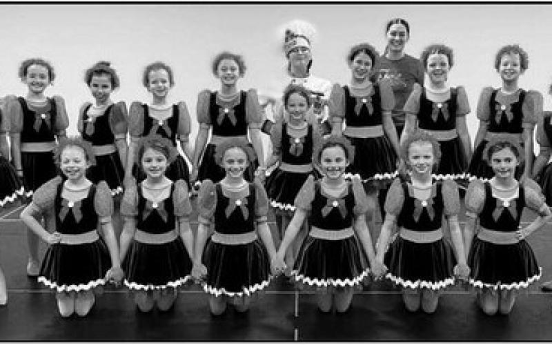 The gingersnap dancers with lead baker Ginger, Olivia Kesling, and choreographer, Megan Burnham, from Perrysburg Dance Academy.