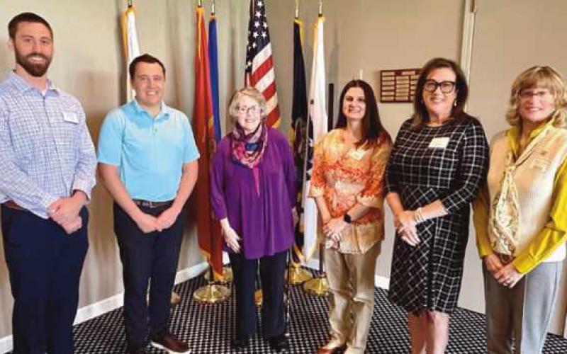 From left are AC Limes, Perrysburg chamber board vice president; Mitchel Skotynsky, Perrysburg Rotary president; Joanie Asendorf, Perrysburg Rotary Service Foundation trustee; Kathy Mull, executive director, the Cocoon; Tami Wise, Perrysburg Rotary Service Foundation trustee, and Susan Nelson, Perrysburg Rotary Service Foundation trustee.