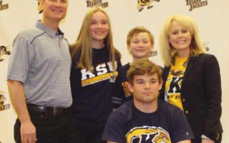 Ryan Musgrove will wrestle for Kent State University where he plans to major in nursing. Pictured with him are his parents Randy and Heather and his siblings Wyatt and Zoe.