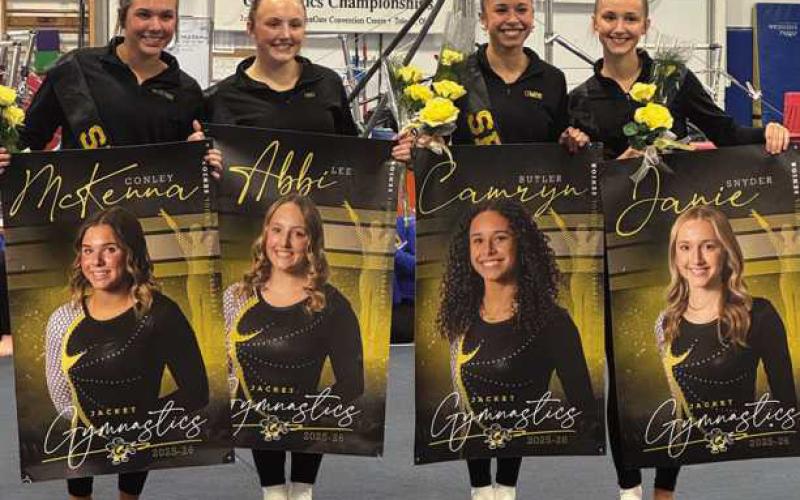 Perrysburg High School senior gymnasts, from left: McKenna Conley, Abbi Lee, Camryn Butler and Janie Snyder.
