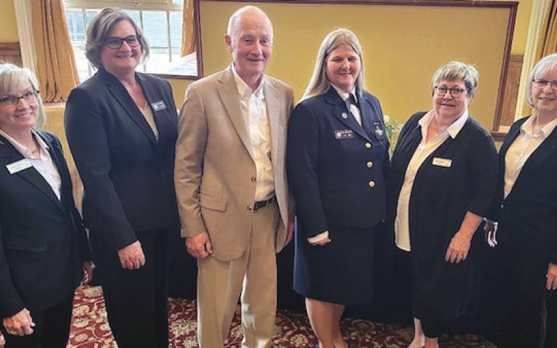Left to right: Darcy Ulrich, Rossford, treasurer; Mary Schaller, Perrysburg, secretary; Howard Zibbel, Rossford, executive officer; Loriann Czerniejewski, Toledo (Point Place), commander; Amy Watkins-Gross, Perrysburg, administrative officer, and Phyllis Zibbel, Rossford, education officer.