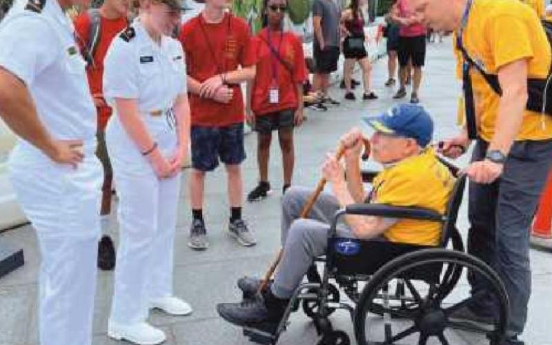 Veterans were greeted by current military service members during their visit to Washington D.C.