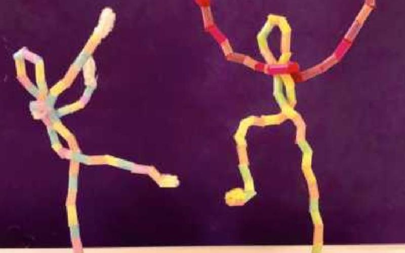 Fun figures in motion with pipe cleaners and straws