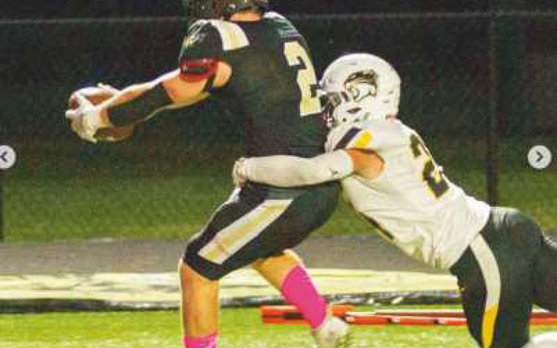 Runningback Connor Walendzak stretches the ball across the plane for a touchdown.