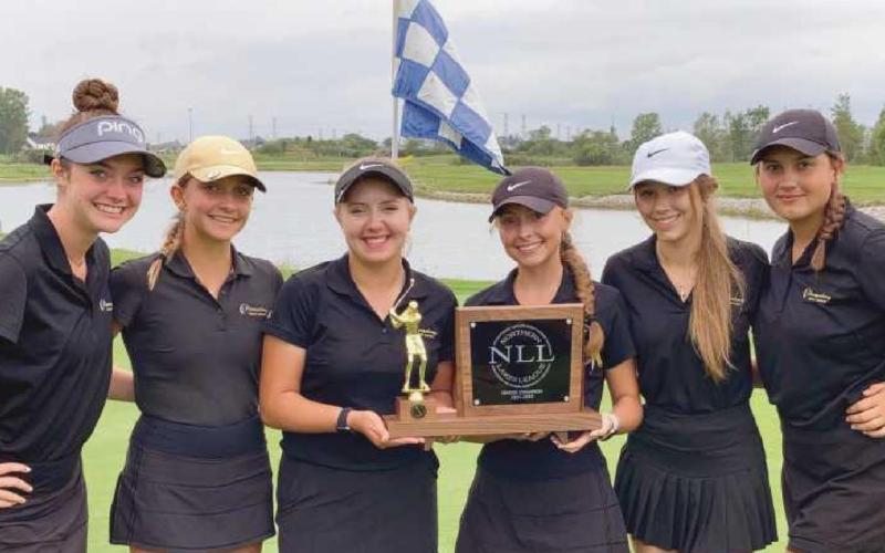 The PHS girls golf team earned first place in the NLL tournament. From left are Olivia Eisaman, Sydney Deal, Summer Boedeker, Ariyah Ellis, Sophia Strzesynski and Paige Feldkamp.