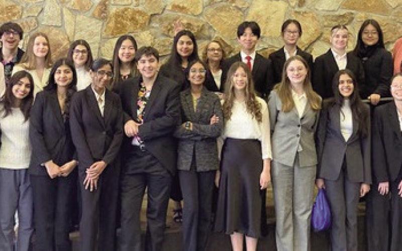 PHS speech and debate state qualifiers were, first row, from left: Robbie Zhang, Shambhavi Brahme, Jia Thakker, Tanisha Dakhawe, Jacob Nahhas, Maanya Parikh, Iris Weisstein, Ella Hahn, Ria Khari and Ling Chen. Second row: Seth Ermie, Jordan Nahhas, Lucy Buelow, Marah Ariss, Cindy Ma, Aymana Alam, Head Coach Jennifer Lake, Alex Ban, Kate Wu, Gabriella Briscoe, Angela Choi and Assistant Coach Debra Kemp. Not pictured: Nithya Rajan, Syndey Wolfinger and Assistant Coach Alex Leong.