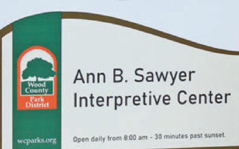 Above is the plaque, naming the interpretive center in honor of Ann Sawyer who was instrumental in the acquisition of the land and providing historical information. Below is an indoor rock climbing wall for youth to enjoy throughout the year.