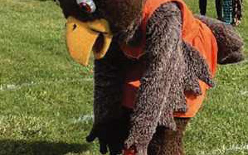 BGSU mascot Freida Falcon (and Freddie not pictured) will once again participate in the pumpkin races.