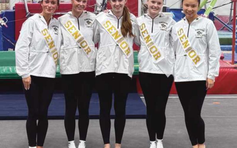 Yellow Jacket seniors Emily Maines, Lauren Cline, Sydney Wolfinger, Valerie Ward and Kassia Deng.