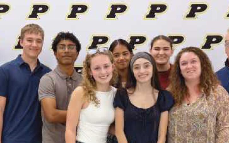 The PHS Mock Trial team was recognized for advancing to the state competition and earning top-four honors. Students recognized include (not all pictured): Camryn Bruderly, Elena Fuentes, Ella Hahn, Allison Harrold, Zachary Meyer, Anwyn Sawaya, Jonathan Severt, Avnish Shendge and Anushree Verma.