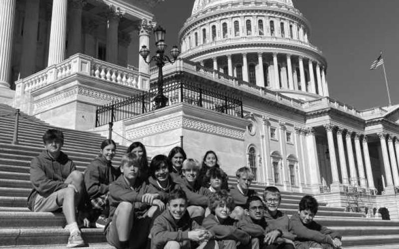 St. Rose students on the steps of the Capitol building.