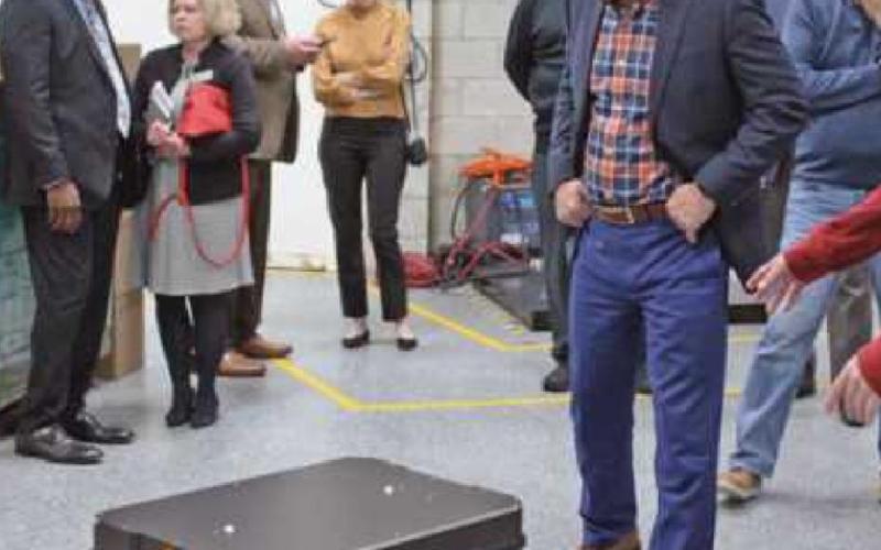 Lt. Gov. Husted tests the automated vehicle’s ability to detect objects in its path and come to a stop.
