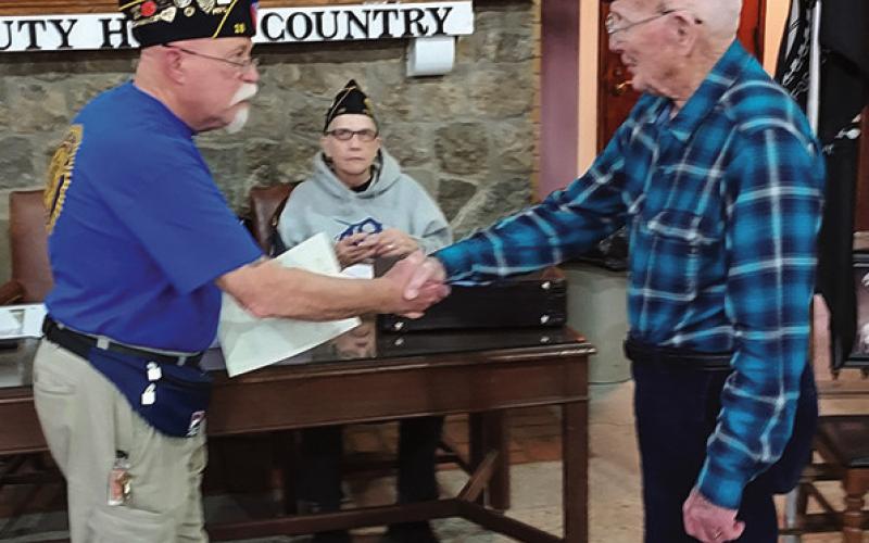Joseph Stockner was recognized for his 70 years of membership in the American Legion at the Perrysburg Post 28 April meeting.