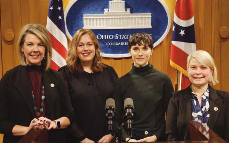 Pictured from left are House Minority Leader Allison Russo, State Representative Lauren McNally, Alyson Stoner and State Representative Michele Grim.