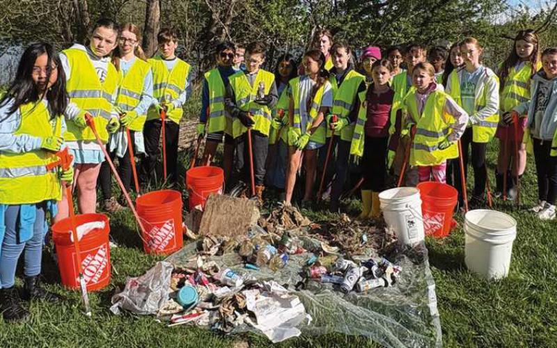 Members of the Hull Prairie Intermediate School Environmental Club participated in the Maumee River cleanup this spring.