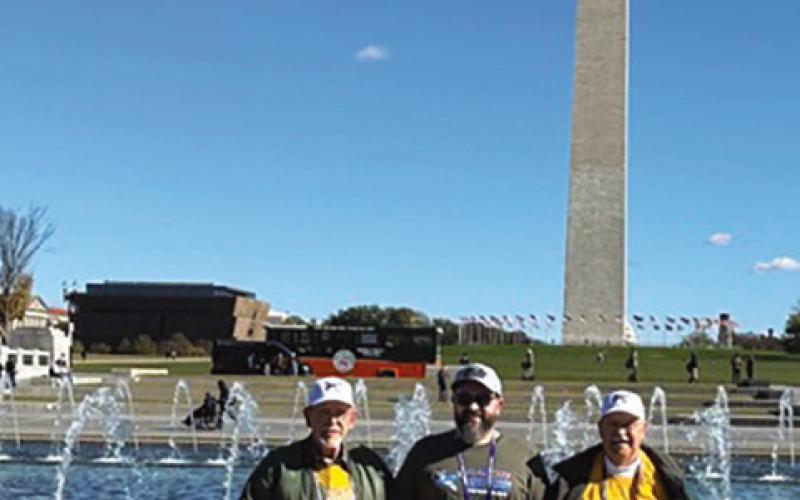 Local veterans who participated in the Flag City Honor Flight on November 12 were David Baranski and Glenn Schwind. Joseph Baranski accompanied them as their guardian.