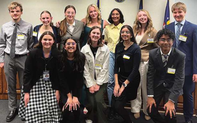 Front row, from left, Anwyn Sawaya, Momina Gill, Luella Eynon, Bismah Gill and Avnish Shendge. Back row, from left, Jonathan Severt, Camryn Bruderly, Ella Hahn, Allison Harrold, Maanya Parikh, Lillith Dunn and Zachary Meyer.