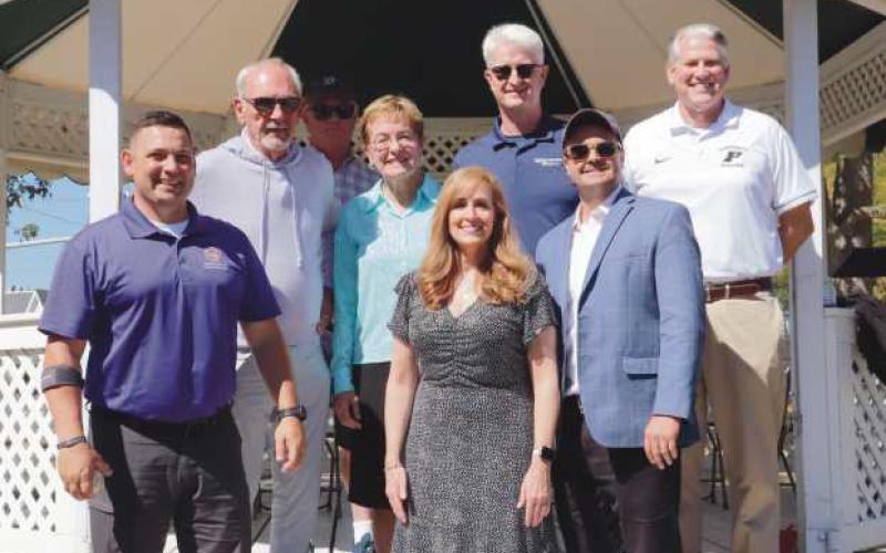 Amid the excitement of the Perrysburg Homecoming Festival, baseball hall of fame honoree and Perrysburg native Jim Leyland was presented with a key to the City of Perrysburg. The ceremony took place at the Commodore Schoolyard. Leyland is pictured, second from left, with local and state officials.