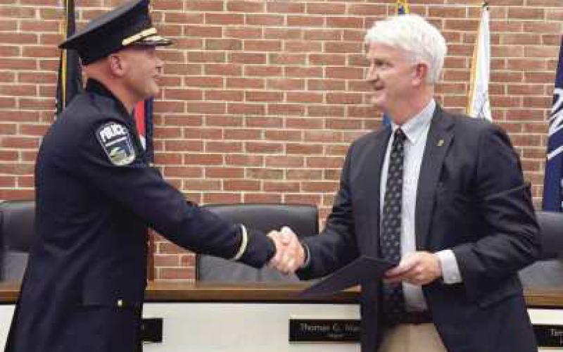 From left, Chief Sargent with Mayor Tom Mackin.