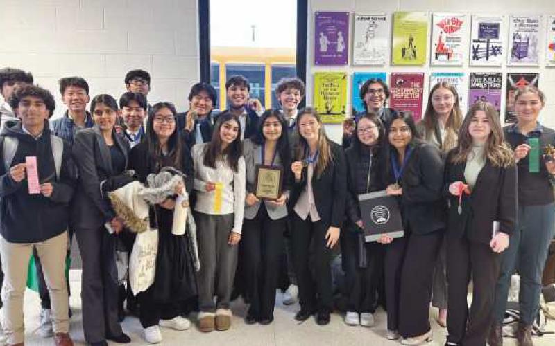 Left to right, front row: Shubham Brahme, Ria Khatri, Cindy Ma, Shambhavi Brahme, Jia Thakker, Iris Weisstein, Ling Chen, Aymana Alam and Gabby Briscoe. Back row: Sohan Gaddipati, Patrick Chen, Alex Ban, Rishabh Jha, Robinson Zhang, Jacob Nahhas, Seth Ermie, Jordan Nahhas, Ella Hahn and Annie Sawaya.