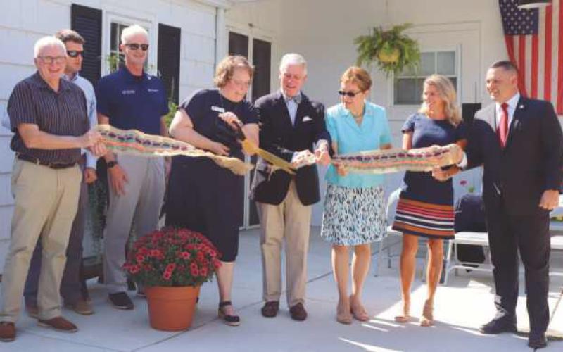 City, state and 577 officials took part in the official ribbon-cutting of the new 577 courtyard garden oasis renovation in September.