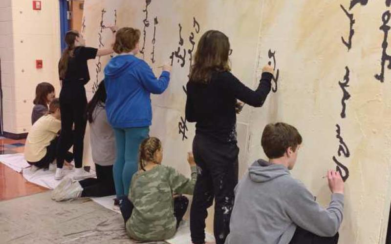 Members of the set crew prepare for the production of “Shakespeare in Love.”