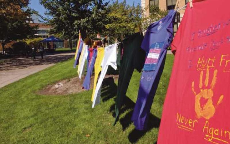 The Wood County Clothesline Project is composed of T-shirts with messages from survivors or loved ones of survivors. It is on display October 20 from 10 a.m. to 4 p.m. at the Bowen-Thompson Student Union Oval on the BGSU campus.