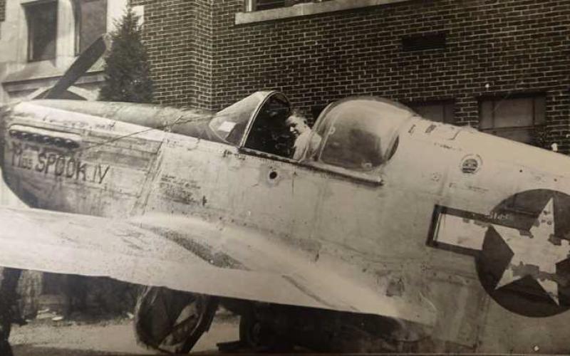 Tom Rectenwald Sr. in the P-51 cockpit.