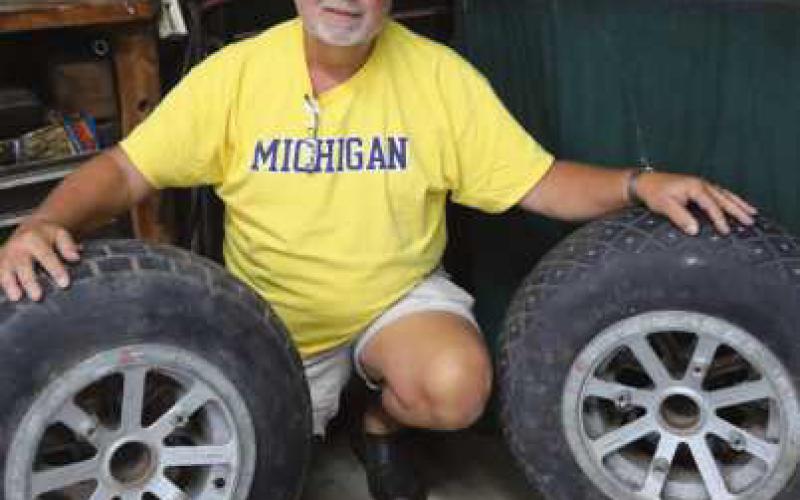 Jeff Eckel with P-51 Mustang wheels.