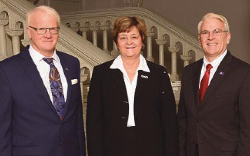From left are county commissioners Dr. Ted Bowlus, Doris Herringshaw and Craig LaHote.
