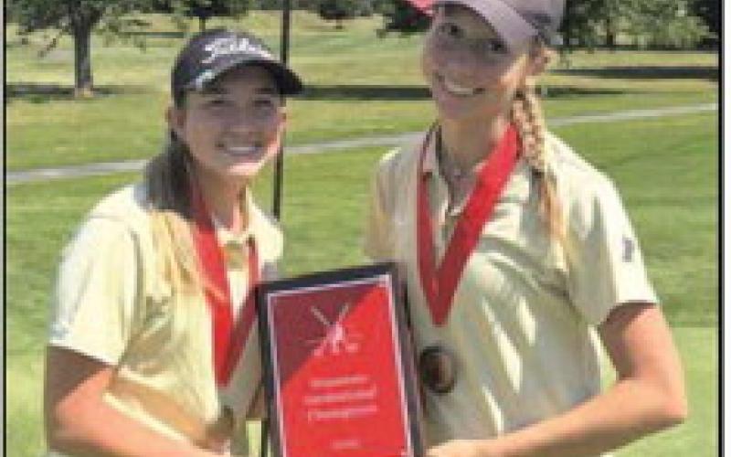 From left, Lexi VonDeylen finished seventh overall with a score of 92 and Kennedy Thacker finished third overall with a score of 80.