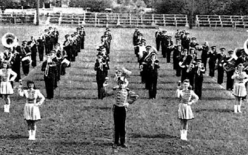 The PHS marching band of 1948. Note the rustic visitors’ seating.