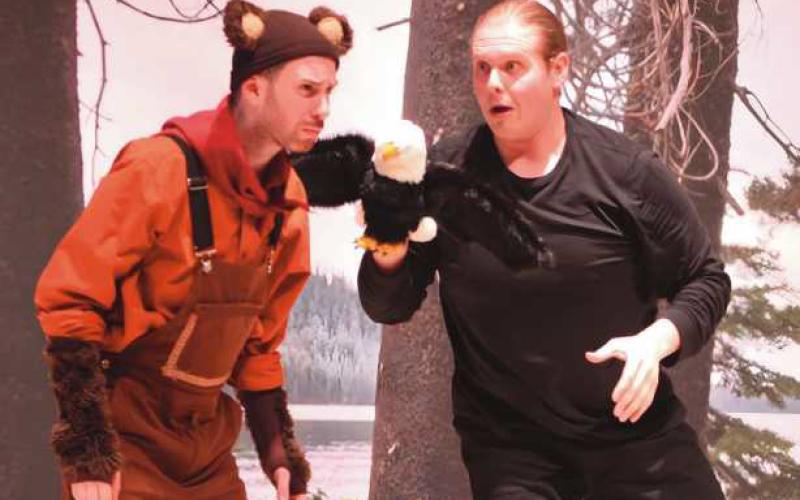 Two featured performers in Toledo Opera’s “The Bear Who Couldn’t Fish” are, from left, Brady DelVecchio and Rick Hale.