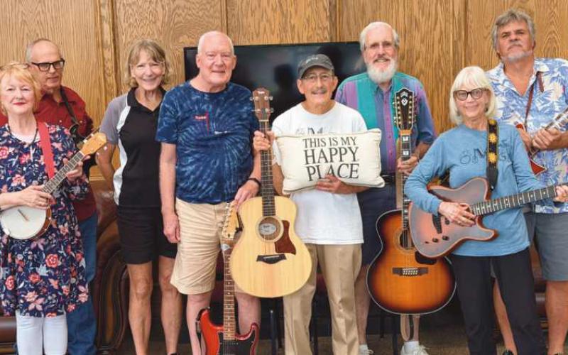 OMG Band members are, from left, Karen Herzberg, Paul Perry, Janet Church, Max Church, Marvin Scheer, Don Buckenmeyer, Kathe Merrit and Ron Trabbic. Not pictured: Annette Drouillard and Danny Williams.