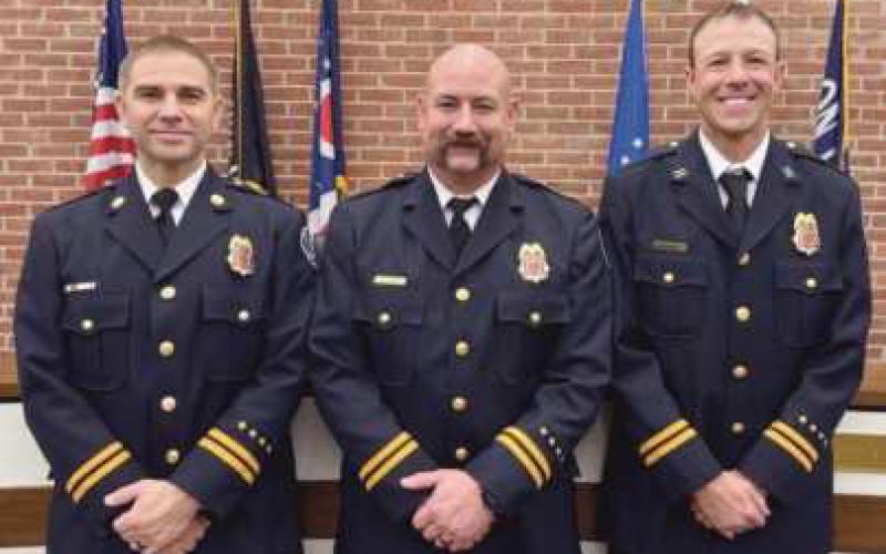 From left: Newly appointed Fire Captains Al Bagdonas, Justin Lynch and Jason Kessler.