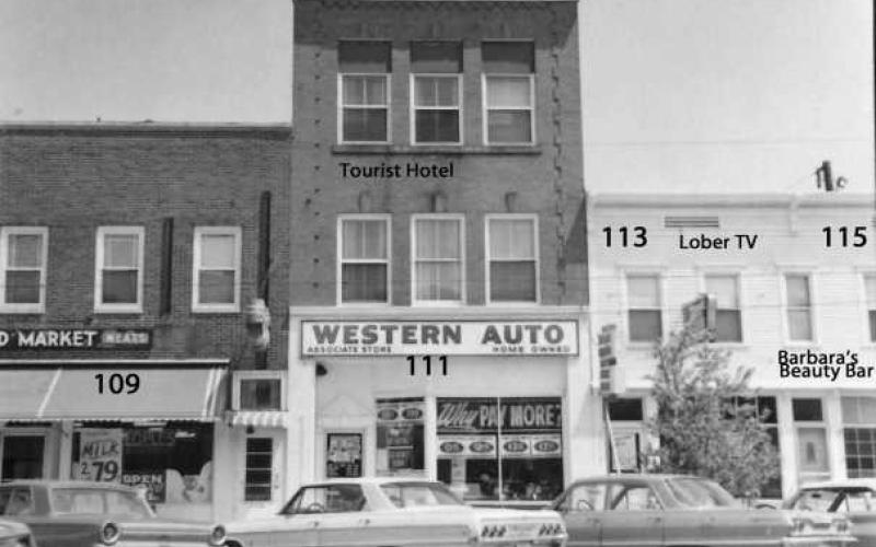 The photo shows 109, 111 and 113 through 115 Louisiana Avenue in 1968.