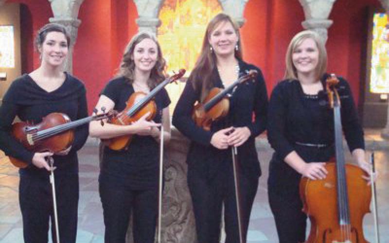 The Asteria String Quartet will perform at the Nativity Festival on Sunday, November 27. Members are Carla Weltin, Megan Fitzpatrick, Emily Bechtol and Betsy Cranston.