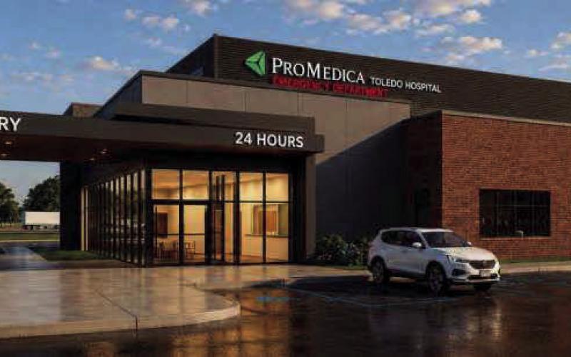Rendering of ProMedica Toledo Hospital Emergency and Urgent Care expected to open in Perrysburg late fall 2027.
