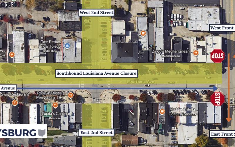 A map of the new temporary traffic changes happening on Louisiana Avenue after the construction moves to the western side of the street. The yellow highlight indicates where construction will be occurring.