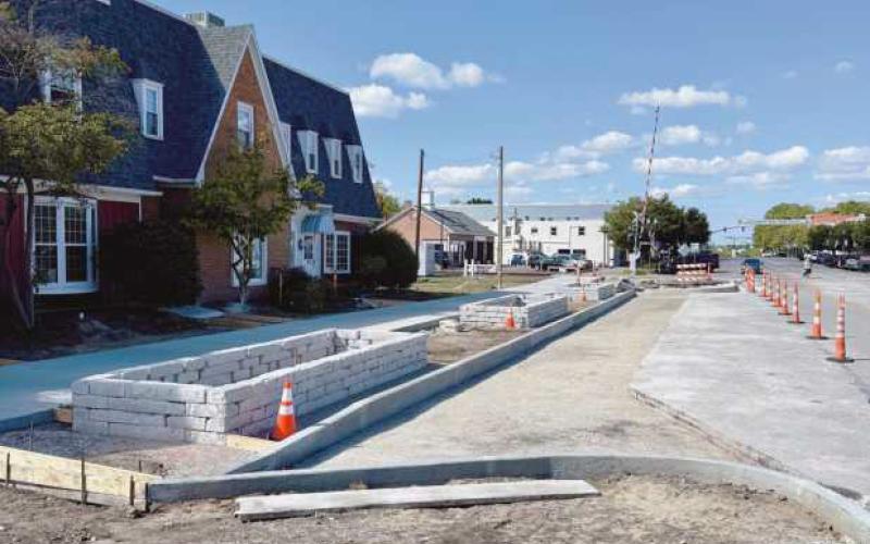 Sidewalks and planter boxes on Louisiana Avenue.