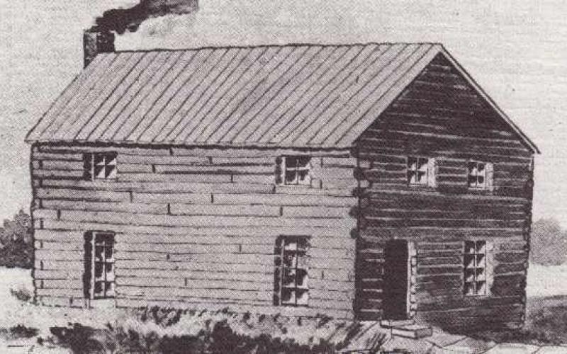 Site of George Porter’s trial. The drawing is misleading. In 1830 the building was still in a thicket of trees.
