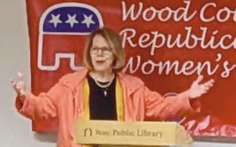 Sue Larimer addressing the Wood County Republican Women’s Club at our October meeting at the Way Public Library, prior to her re-election.