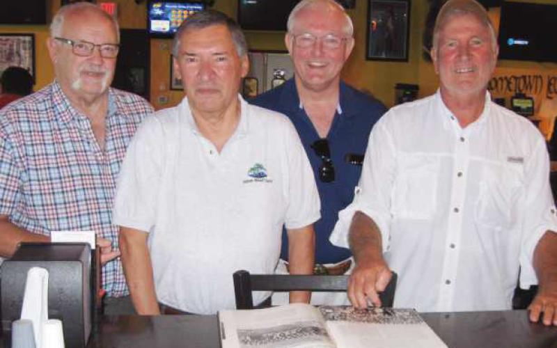 1965 team members in 2018, L-R Lloyd Swanson, end, Mike Zieman, back, Tom LaFarree, tackle, Jerry Bayer, guard.