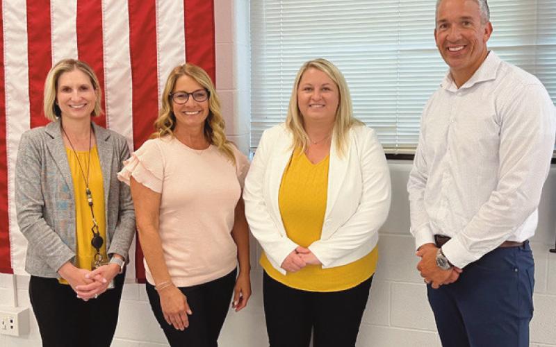 Joining the administration at Perrysburg Schools are, from left, Brook Price, assistant superintendent; Dawn Bryant, principal, Frank Elementary School; Katie Bacon and Brad Turski, assistant principals, Perrysburg High School.