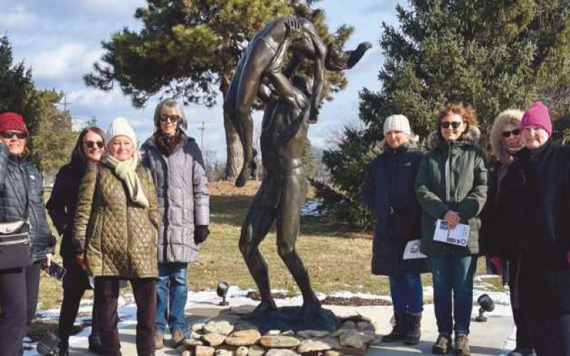 Country Garden Club members taking a winter tour of the Perrysburg Sculpture Walk included, from left, Kay Peterson, Judy Reitzel, Jeanne Lesniewicz, Mary Knake, Anne Roman, Ann Worden, Julie Fife and Annette Sipp. Kate French was not pictured.