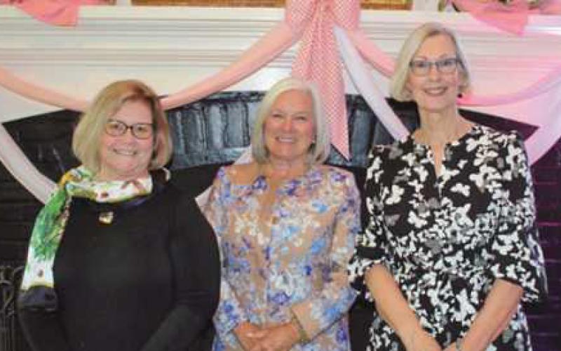 From left are Mary Harman, past president of Country Garden Club; Debbie Oliver, president of Garden Club of America, and Judy Lang, president, Country Garden Club.