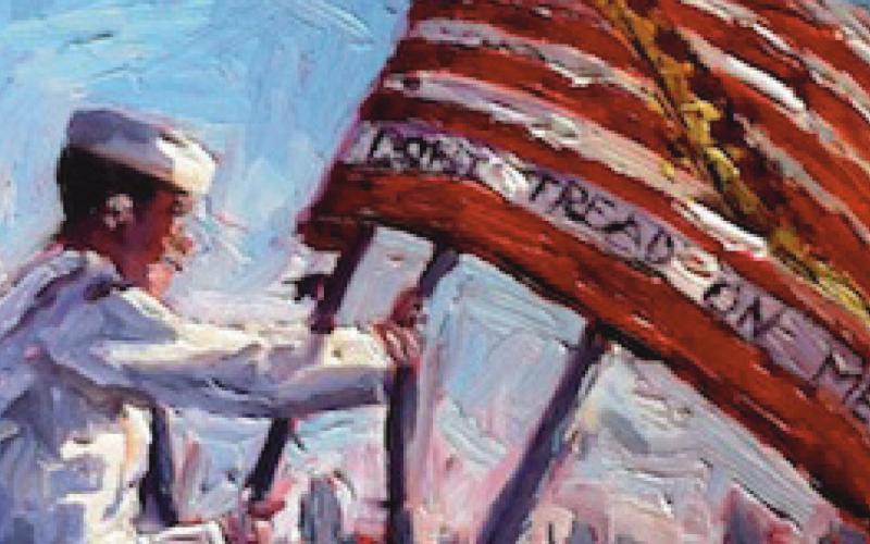 “Donʼt Tread on Me” was painted by Kristen Dukat and was on exhibit in Way Public Libraryʼs first Veterans Art Exhibit in November 2013.