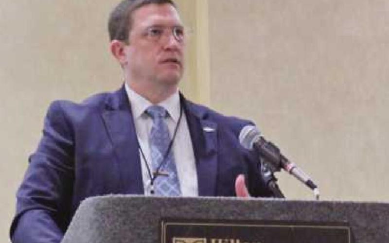 Penta Superintendent Ed Ewers addresses the Toledo Metropolitan Area Council of Governments general assembly about workforce issues.